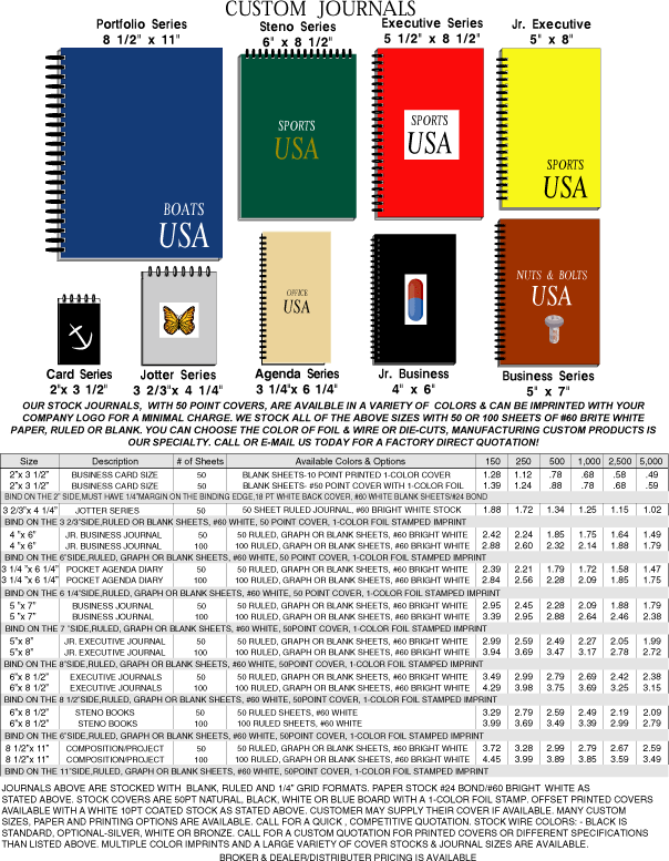 Journal Pricing Sheet